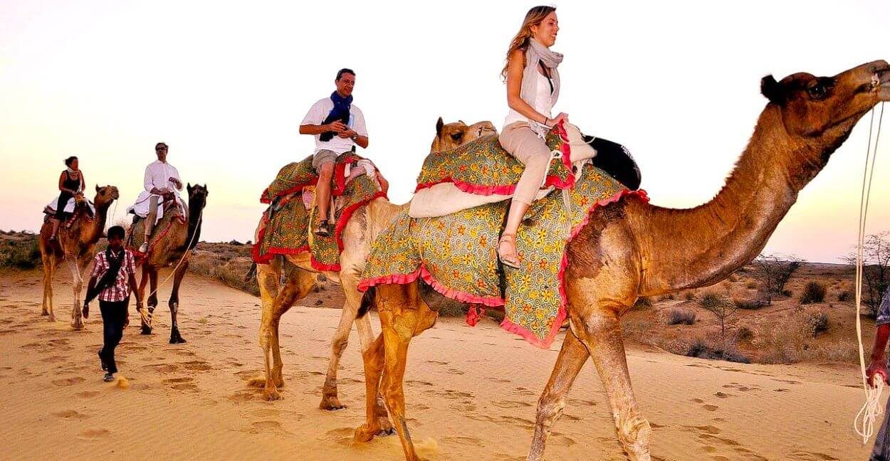 Tourist camel safari Jaisalmer photo